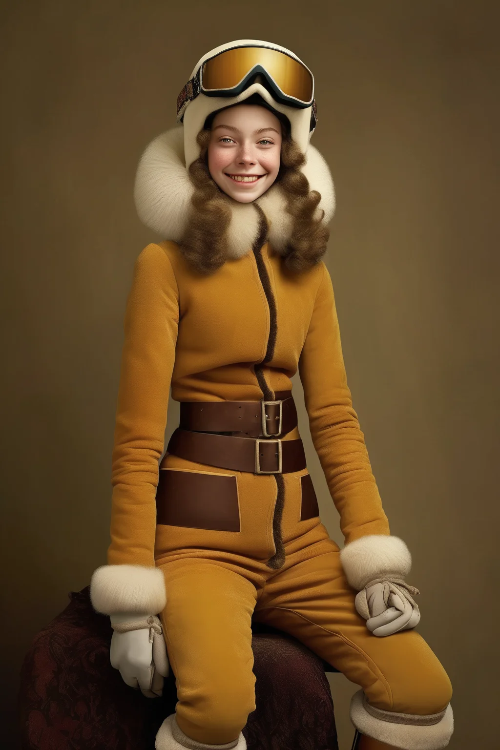 <lora:Sacha Goldberger Style:1>Sacha Goldberger Style - a happy 24-year-old girl ne en sude in a ski costume