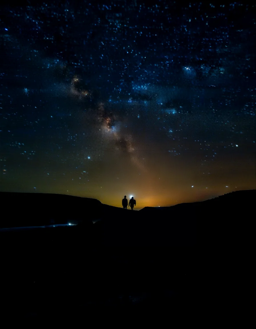 <lora:Starry_Scene:0.87> starryscene, outdoors, sky, night sky, star (sky), starry sky, silhouette, night time, midnight, noise offset, darkness, dark, night time, light particles