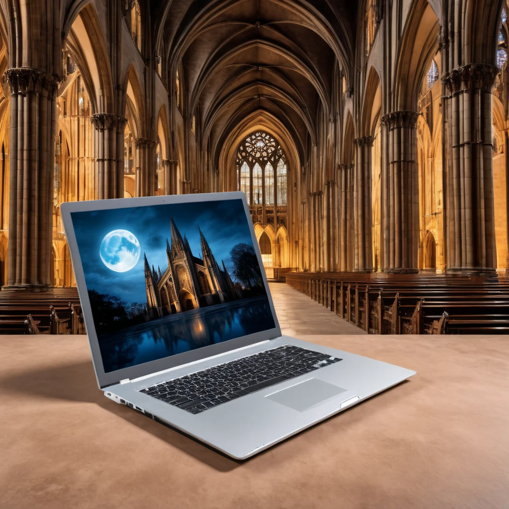 (laptop showcase) <lora:02_laptop_showcase:1.1>
Tan background,
high quality, professional, highres, amazing, dramatic,
(Gothic cathedral and moonlit and eerie atmosphere:0.5),
