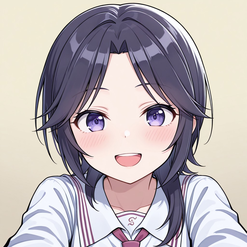 masterpiece, best quality, 32k, high resolution, absurdres, hida shouko, POV, looking at viewer, blush, smile, open mouth, upper teeth only