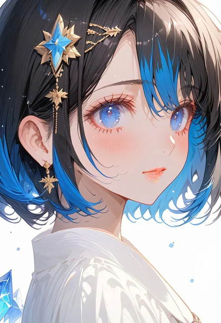1girl, solo, ((Shion Tachibana, Perfect Face, Short hair, Black hair, Multicolored Blue hair, Expressive eyes, Blue crystal eyes)), expressive face, blushing, closed mouth, perfect body, perfect breast, tall, white skin, wedding dress, gold ornament, hair ornament, church, blue sky, cinematic lighting , cinematic angle, soft light , color detail, backlighting, Depth of field, long exposure, light steps, intricate colors, vibrant colors, negative_hand, easynegative, verybadimagenegative_v1.3,