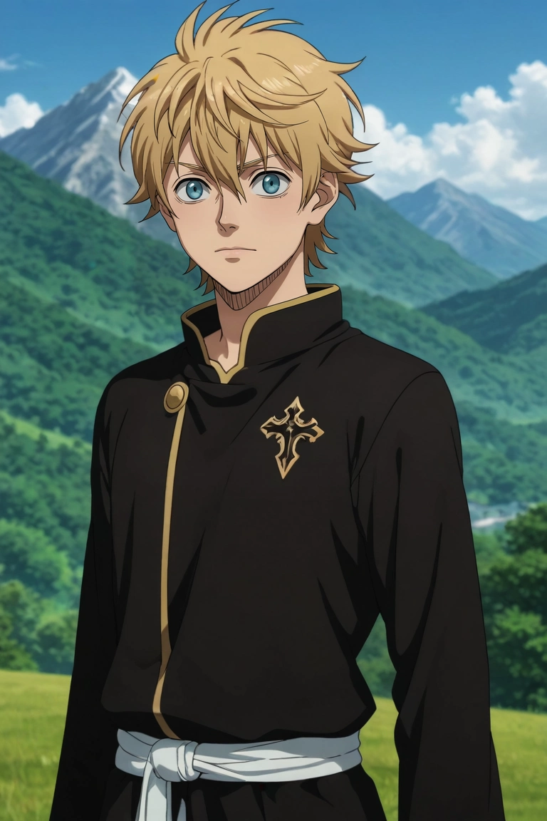 score_9, score_8_up, score_7_up, source_anime, rating_safe, intricate details, anime screencap, anime coloring, , , depth of field, 1boy, solo, male focus, <lora:luck_voltia_pony:0.82>, luck_voltia, blonde hair, blue eyes, short hair, hair between eyes, asymmetrical, mountain, dark, stretching, nervous, , <lora:sdxl_lightning_8step_lora:1>
