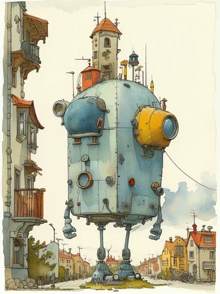 masterpiece,best quality,popsurrealism art,masterpiece,illustration,watercolor,ink,<lora:tbh105-sdxl-dim64:1>,style of Mattias Adolfsson,street:1.5