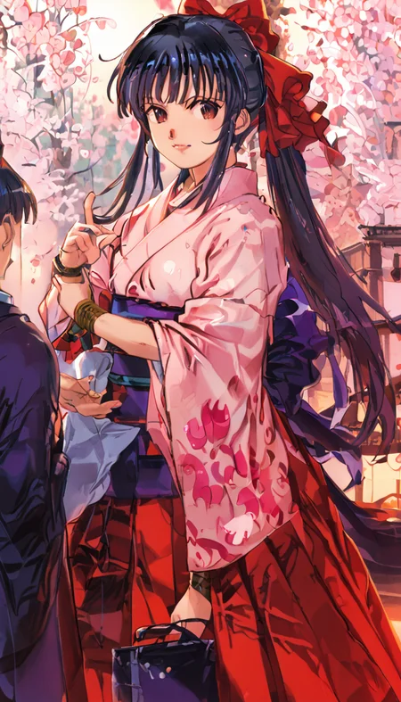<lora:shinguuji_sakura-pony-1.0:1.2>,score_9,source_anime,shinguuji sakura,japanese clothes,