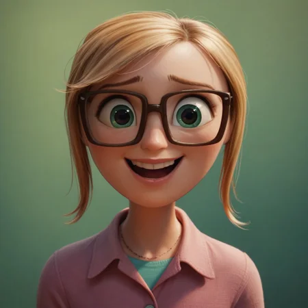 score_9, score_8, score_7, score_6, 1girl, SamSpark, portrait, blond hair, glasses, excited