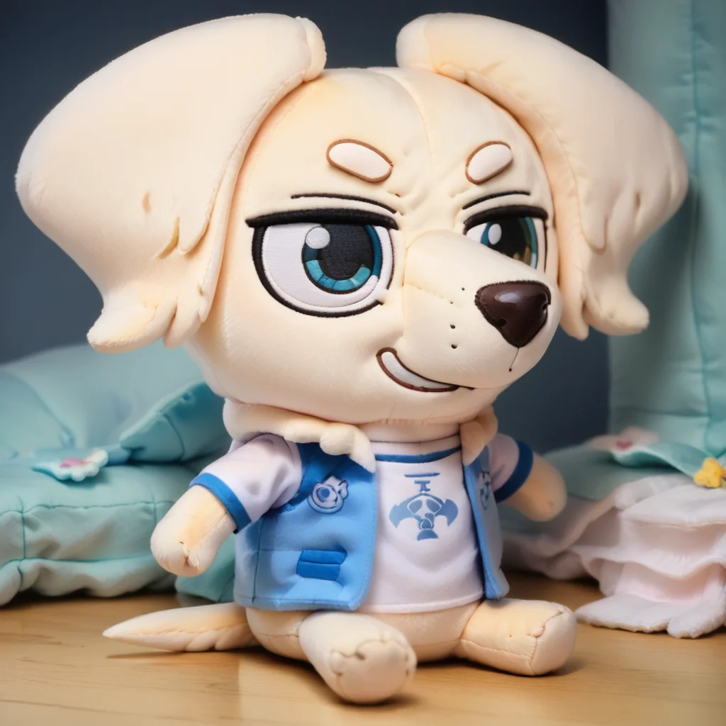 score_9, score_8_up, BREAK  <lora:janelleb:1> janelleb, furry, dog, smile,  <lora:woafu_plushify_pony:0.8> plushify, character stuffed toy, chibi, sitting,