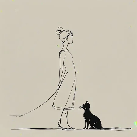 impactful paint of girl and a cat  <lora:The_Line:0.8>,    highly detailed,   8k,   sharp,  professional, clear,   high contrast, high saturated, , vivid deep blacks, crystal clear