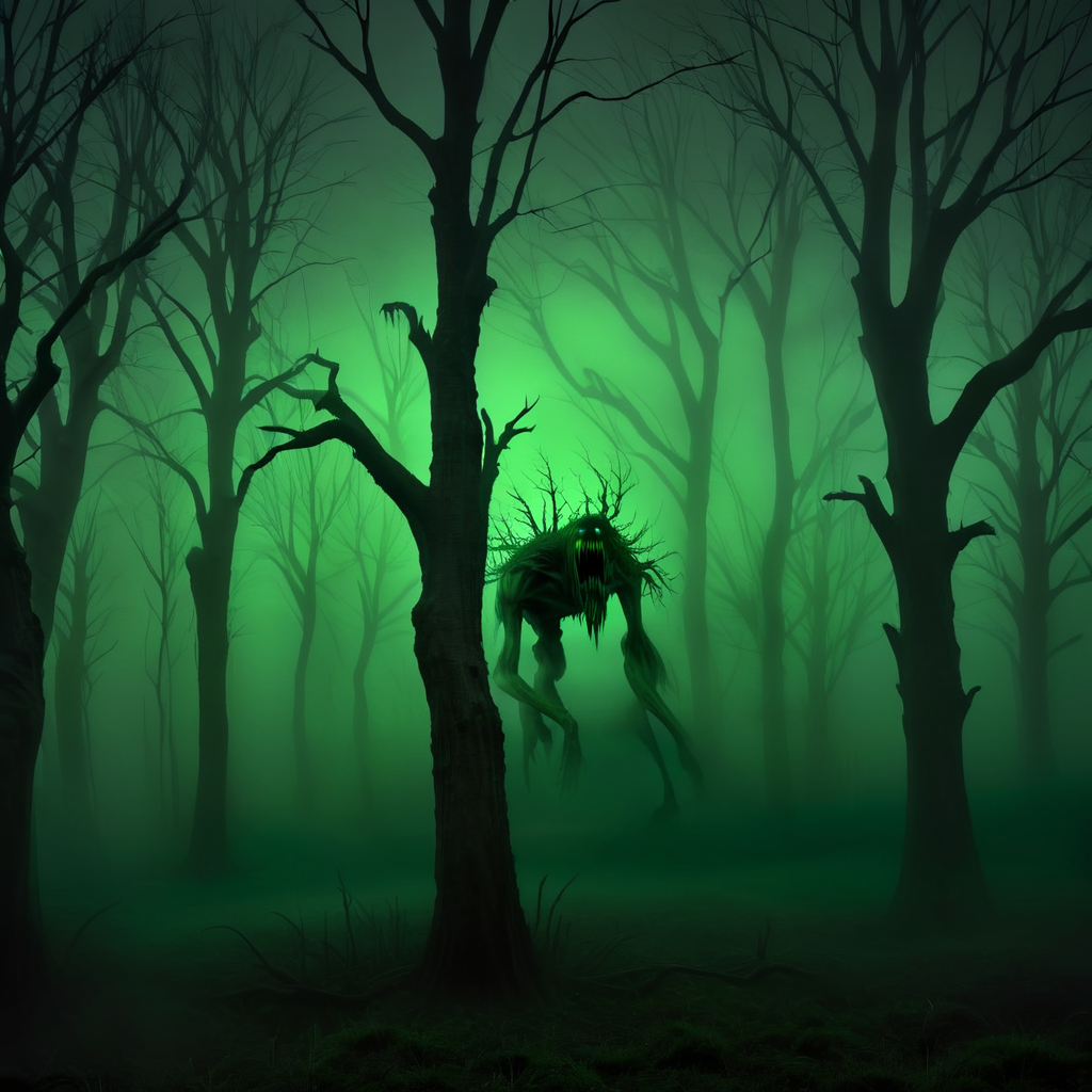 Masterpiece,absurd resolution,8k,high resolution,
NightScapes,3am,creatures,trees,bare tree,night,(dark:1.5),fog,,horror (theme),green theme
, <lora:NightScapes_XL:0.8>