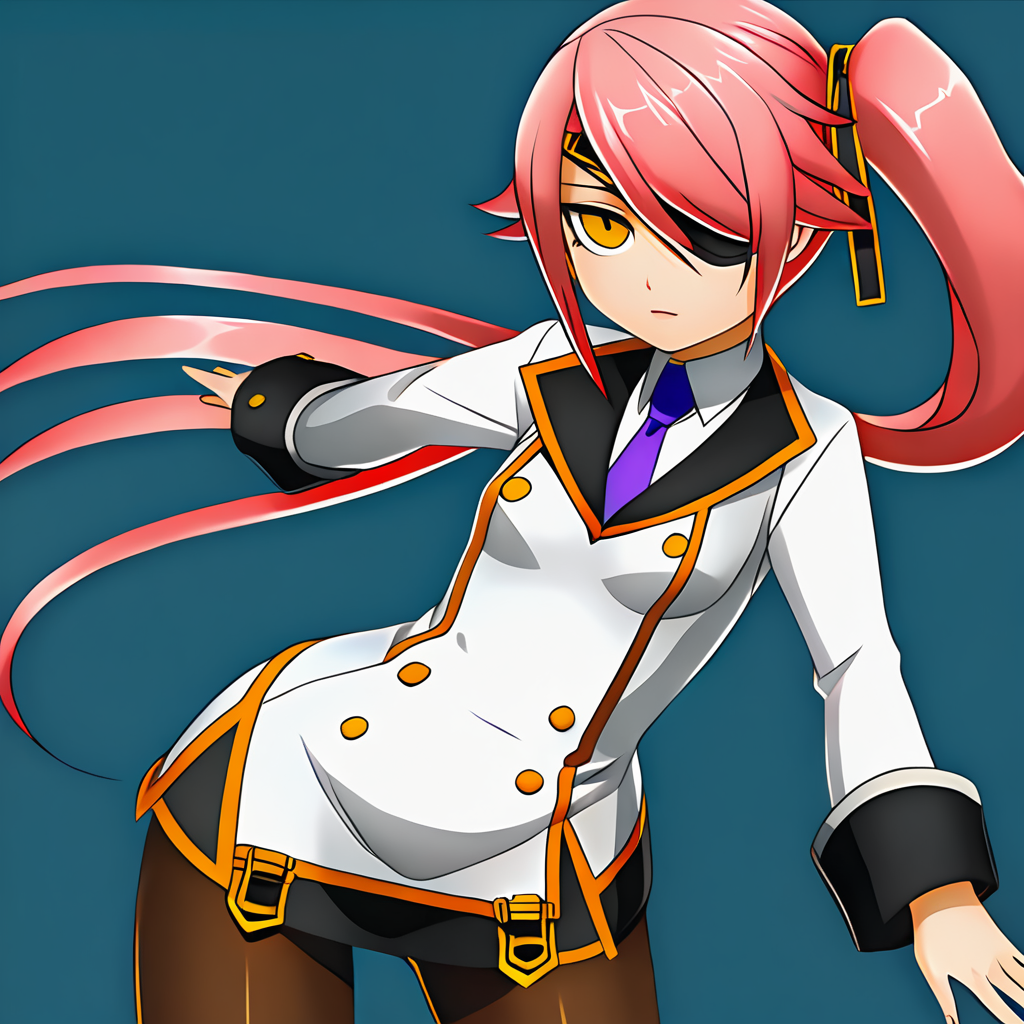 anime artwork illustrating Konoe_Ayatsuki_Mercury \(XB\), 1girl, solo, yellow eyes, long hair, skirt, simple background, breasts, small breasts, pink hair, pantyhose, uniform\(XB\), side ponytail,eyepatch. created by japanese anime studio. highly emotional. best quality, high resolution, Konoe_Ayatsuki_Mercury \(XB\), 1girl, solo, yellow eyes, long hair, skirt, simple background, breasts, small breasts, pink hair, pantyhose, uniform\(XB\), side ponytail,eyepatch, highly detailed, sharp focus, sublime vibrant color, extremely beautiful, cinematic, stunning