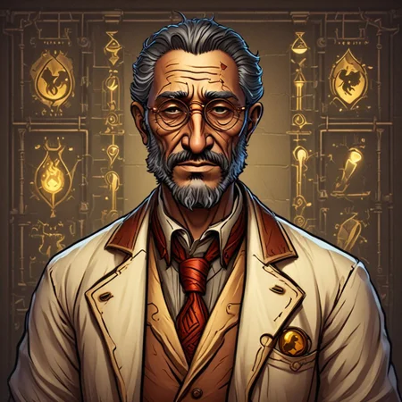 lumenarium, human scientist character, portrait view