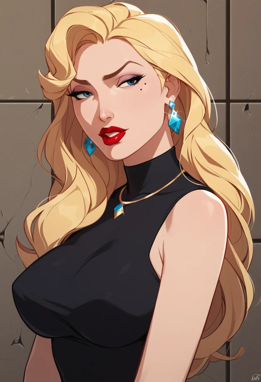 PonyXLV6_Scores,source_anime,masterpiece,best quality, highly detailed,cinematic,unity 8k wallpaper, amazing quality, masterpiece, best quality, UHD, perfect anatomy,
BREAK
<lora:helga:0.8>helga, 1girl, solo, blonde hair, lipstick, mole under eye, mole, jewelry, earrings, makeup, dress, black dress, red lips, gloves, long hair, black gloves, parody,large breasts,