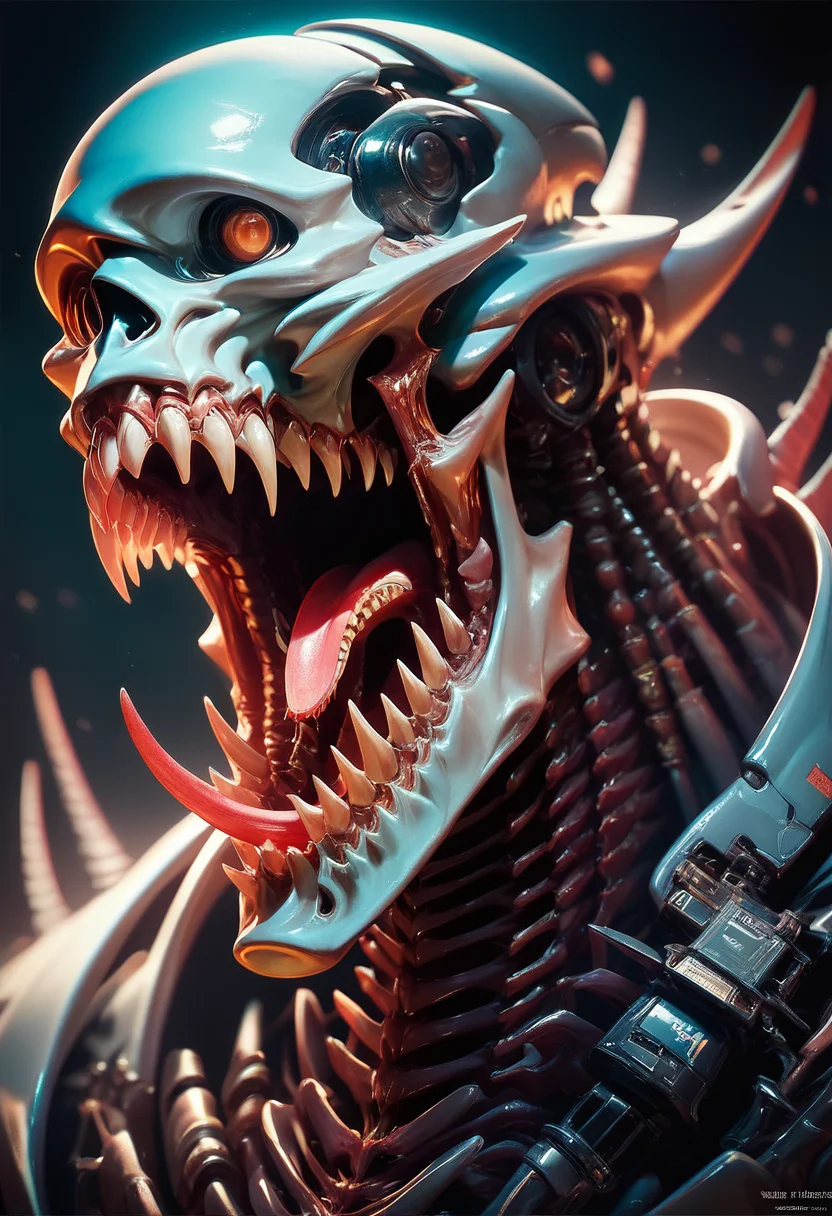 (score_9, score_8_up, score_7_up), zPDXL, solo, open mouth, 1boy, male focus, teeth, tongue, artist name, armor, no humans, sharp teeth, science fiction, monster, spine
<lora:BioPunky:0.8>