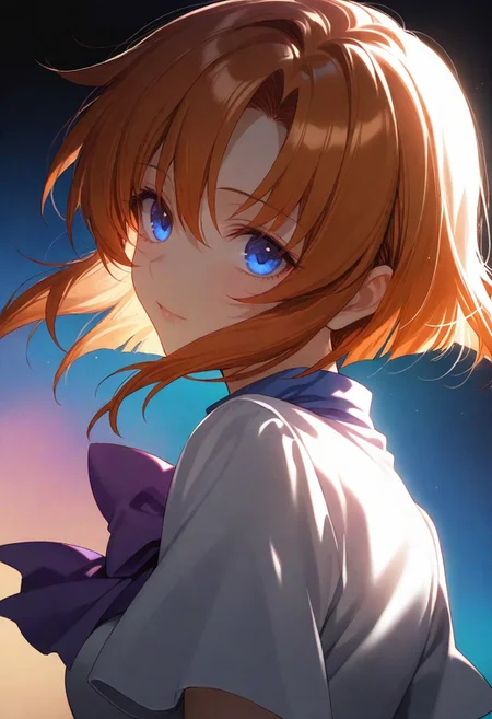 1girl, Ryuuguu Rena, back lighting, dark, multicolored background, masterpiece, best quality, very aesthetic