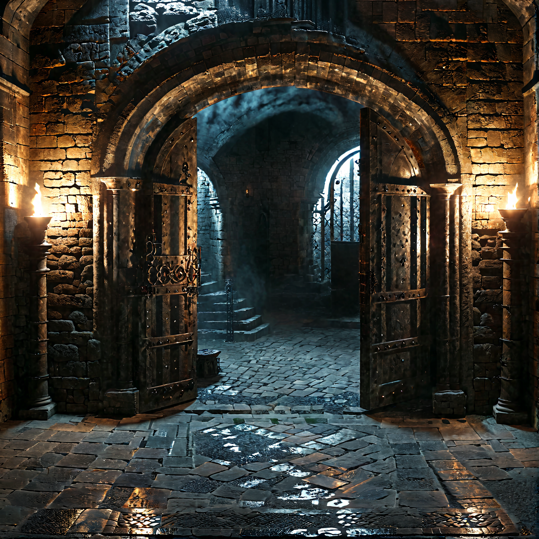 Horror-themed arch, pillar, chair, door, window, stone floor, ruins, <lora:The_Deep_Dark_Dungeon-SDXL:0.8>, deepdarkdungeon, best quality, masterpiece, 4k, uncensored, prefect lighting, rating_explicit, very aesthetic, detailed, <lora:add_details_xl:0.6>, very detailed, <lora:SDXLHighDetail_v5:0.6> . Eerie, unsettling, dark, spooky, suspenseful, grim, highly detailed