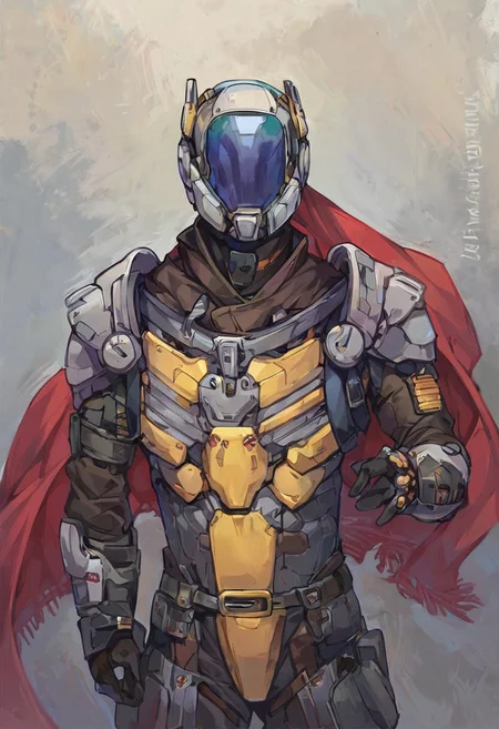 Score 9, Score_8_up, Score_7_up, ng_deepnegative_v1_75t, negative_hand, charturnerv2, knee-deep portrait of male, cyberpunk. armour, exoskeleton, scarf, helmet, segmented armour
