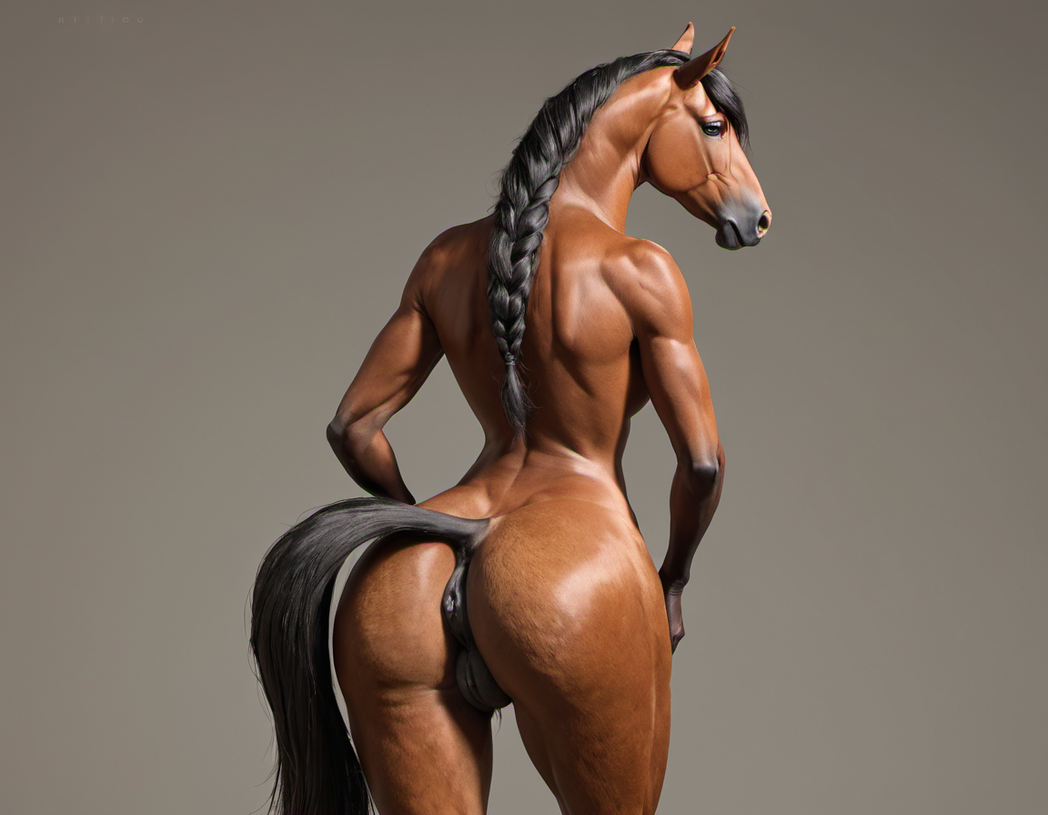 anthro, anthro horse woman, standing, from behind, <lora:Horse_Pussy:.2>