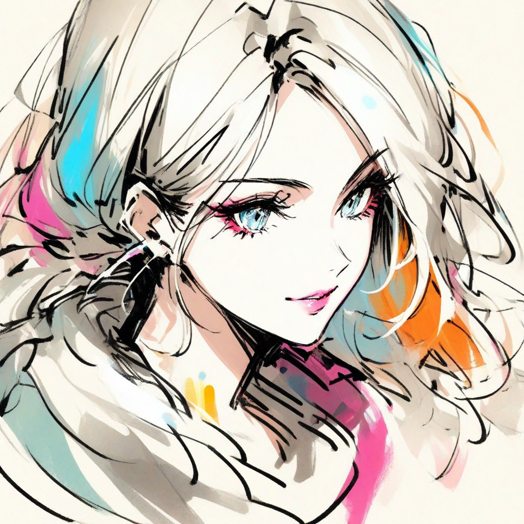 inksketch, a portrait of a woman, colorful