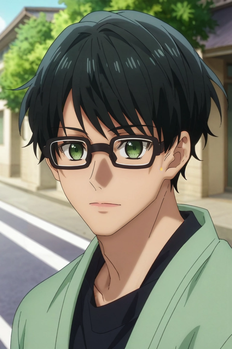 score_9, score_8_up, score_7_up, source_anime, rating_safe, intricate details, anime screencap, anime coloring, official style, looking at viewer, depth of field, 1boy, solo, male focus, <lora:tasuku_kuresawa_pony:0.96>, tasuku_kuresawa, black hair, green eyes, short hair, glasses, , , beret, <lora:sdxl_lightning_8step_lora:1>