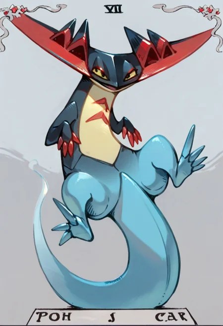 score_9, score_8_up, score_7_up, 
Dragapult, pokemon \(creature\), multicolored skin, red wings, red claws,
floating,
tarot card