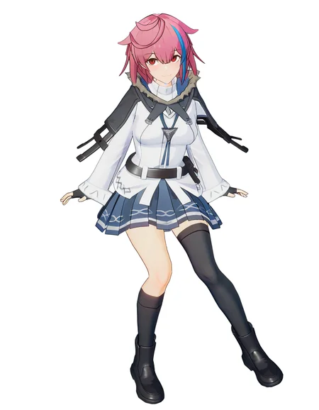 <lora:xialuo_noob:0.9>,xialuo,3dxialuo,1girl,solo,skirt,red eyes,gloves,thighhighs,blue skirt,looking at viewer,white background,single kneehigh,single thighhigh,fingerless gloves,asymmetrical legwear,single sock,breasts,blue hair,pleated skirt,simple background,streaked hair,pink hair,multicolored hair,black gloves,closed mouth,bangs,smile,long sleeves,kneehighs,short hair,medium breasts,socks,full body,sitting,
masterpiece,best quality,very aesthetic,absurdres,