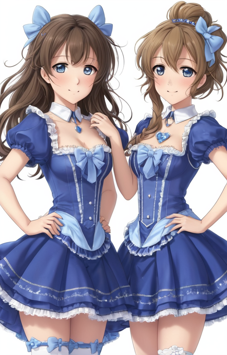 masterpiece,best quality,<lora:tbh69-sdxl:0.6>,illustration ,A style of two person group photo portrait of idolmaster cinderella girls,