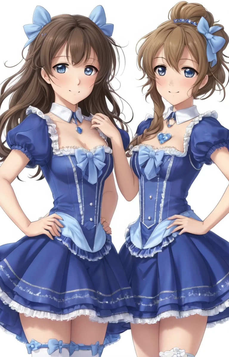 masterpiece,best quality,<lora:tbh69-sdxl:0.6>,illustration ,A style of two person group photo portrait of idolmaster cinderella girls,