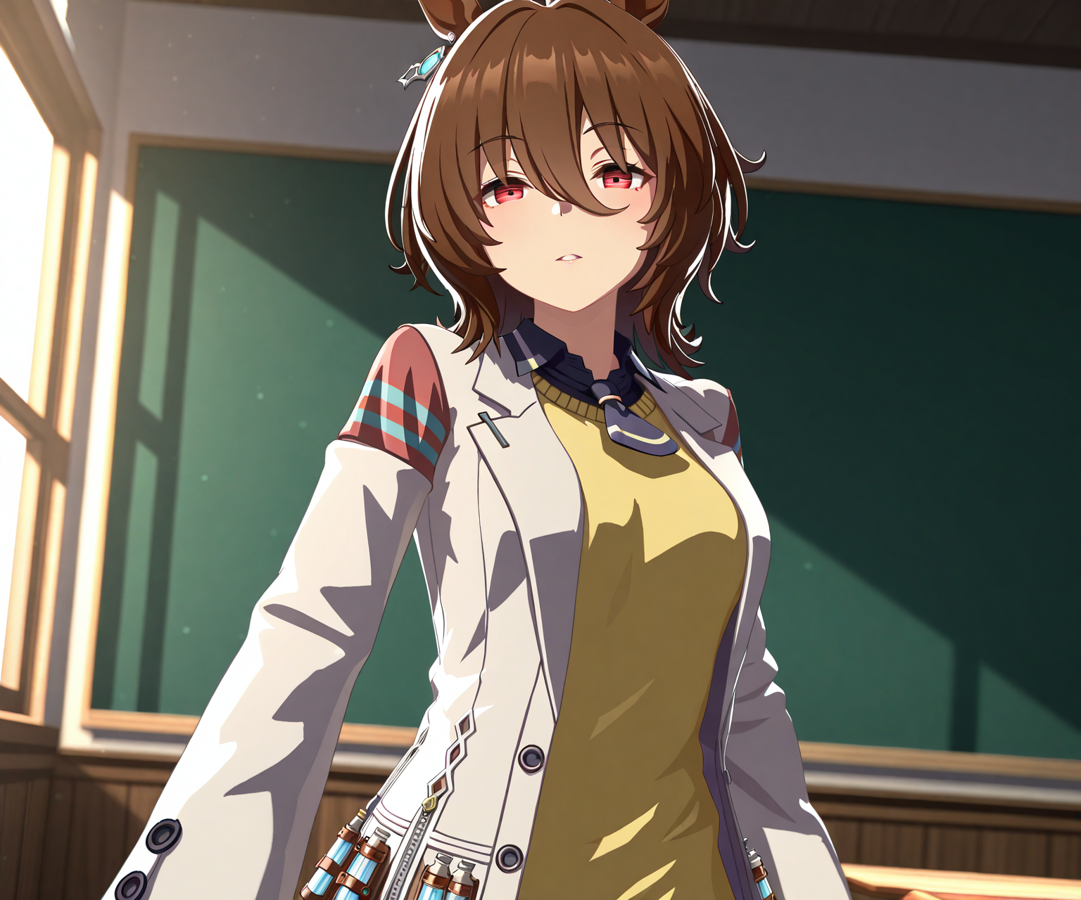 masterpiece, best quality, amazing quality, , 1girl, solo,  looking at viewer,   <lora:Agnes Tachyon in game style 3D ILL-v2.1:1>  ummsmingame, 3d,  agnes tachyon \(umamusume\),
