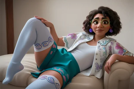 Mirabel Madrigal realistic, thighhighs, tight clothes, open clothes, <lora:2000s_Indie_Sleaze:0.55> <lora:princess_pony_v1(1):0.55> fine fabric emphasis,, score_9, score_8_up, score_7_up, score_6, score_5, score_4,