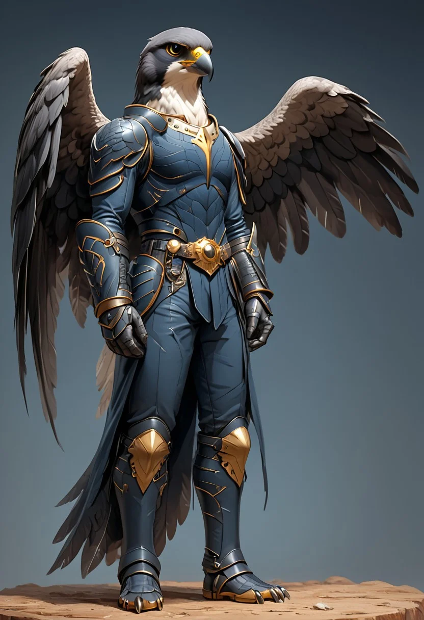 score_9, score_8_up, solo, full body in focus, Anthropomorphic Peregrine Falcon, hybrid animal, a Humanoid Peregrine Falcon hybrid with ((the big head of a Peregrine Falcon)), ((very tall slender fit tight body)), megafeatherypony, feathers, feathery, falcon, anthro, an enlightened birdman, werefalcon, dynamic pose, cowboy shot,
