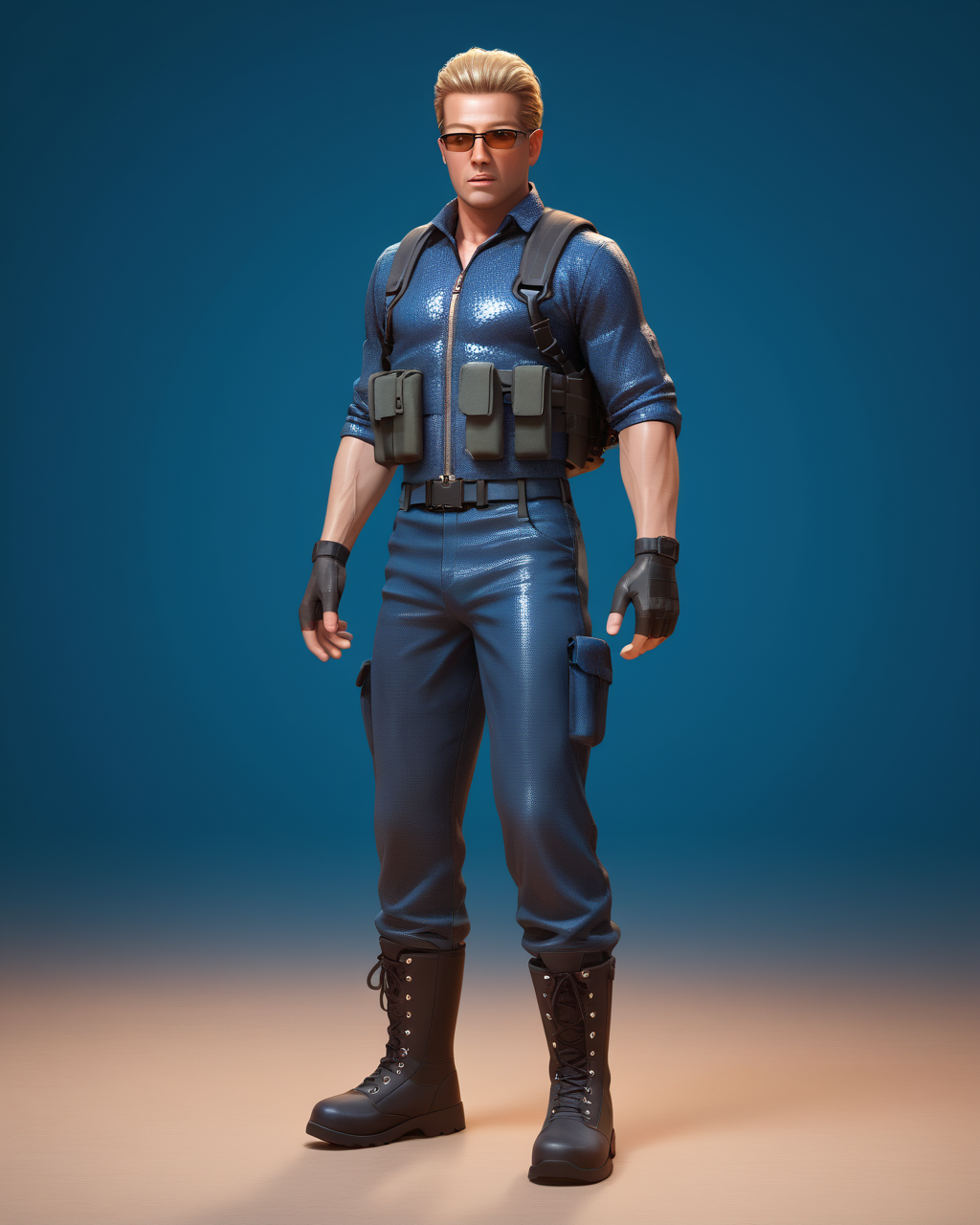 PonyScores7, source_anime, ah1, best quality, (masterpiece:1.4), (high quality:1.4), sharp focus, 4k, absurd resolution, <lora:albertwesker-guy-PONYv1:0.8> albertwesker, albert wesker, 1boy,  blonde, (sunglasses:1.3), looking at viewer, toned, athletic, fit, slicked back hair, mature male, short hair, (shaman, with tribal markings and a totem of power communing with spirits to aid the living), (Stealthy all-black ensemble with tactical vest, skirt, tactical helmet, combat boots, tactical gloves), bad-hands-5, <lora:xl_more_art-full_v1:0.2>, <lora:shinyskin2:0.2> glistening skin, <lora:aesthetic_anime_v1s:0.2>, <lora:Expressive_H:0.2> Expressiveh, <lora:hairdetailpxl:0.2> hairdetailpxl, <lora:detailxl:0.2> detailxl, (focused, intense glare), short hair, blue eyes, best quality, amazing quality, best aesthetic, absurdres, <lora:expressive eyes:0.2> expressive eyes, <lora:eyedetailpxl:0.2> eyedetailpxl, illustration, Volumetric_Lighting, ultra-detailed, very aesthetic, intricate details, 8k, masterpiece, best_quality, (angular face, sharp_featured face), <lora:Eyes_High_Definition:0.2> EyesHD, handsome, charming, alluring, AS-MidAged, ((full body)),