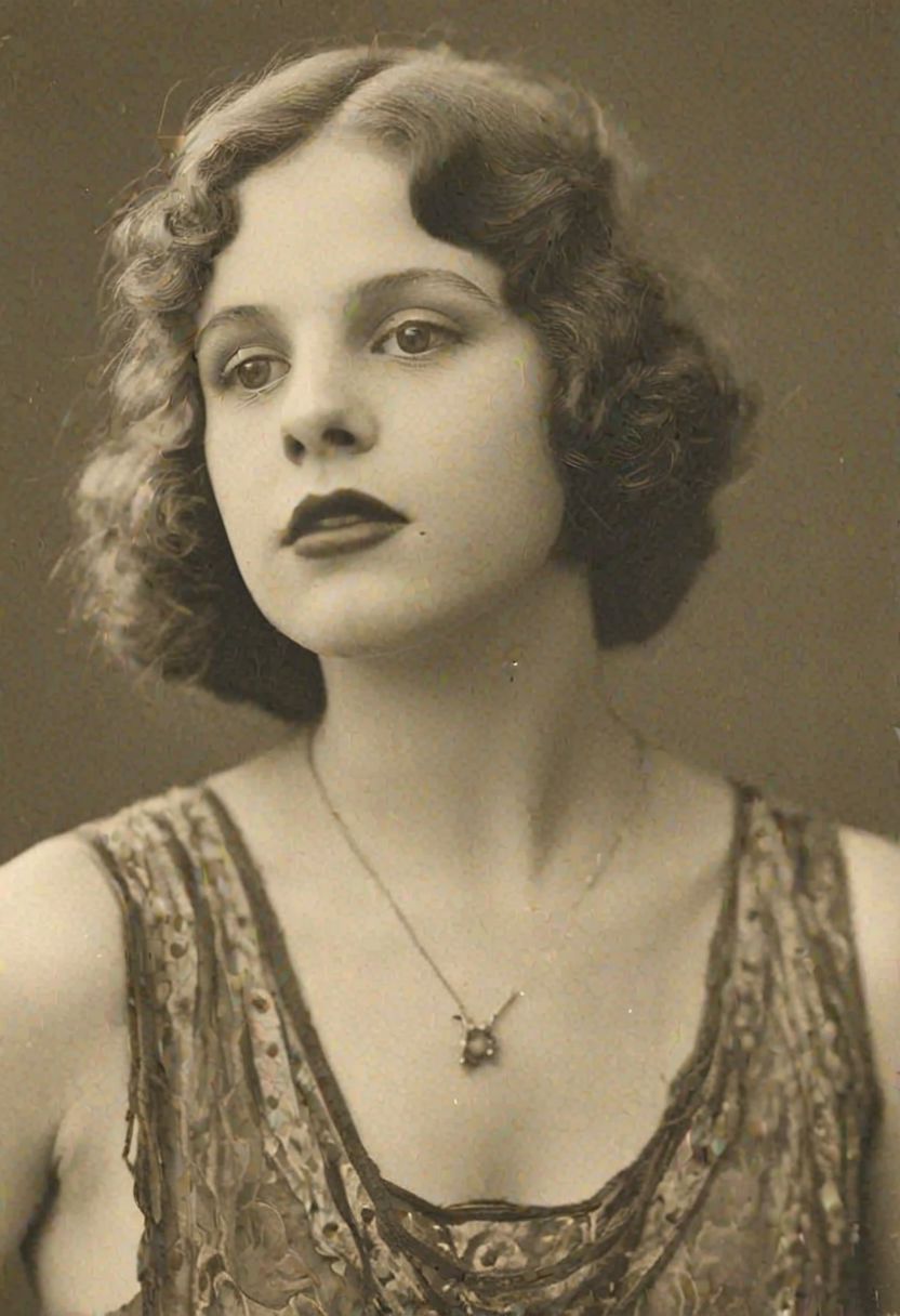 Vintage photo in 1920s of a young woman