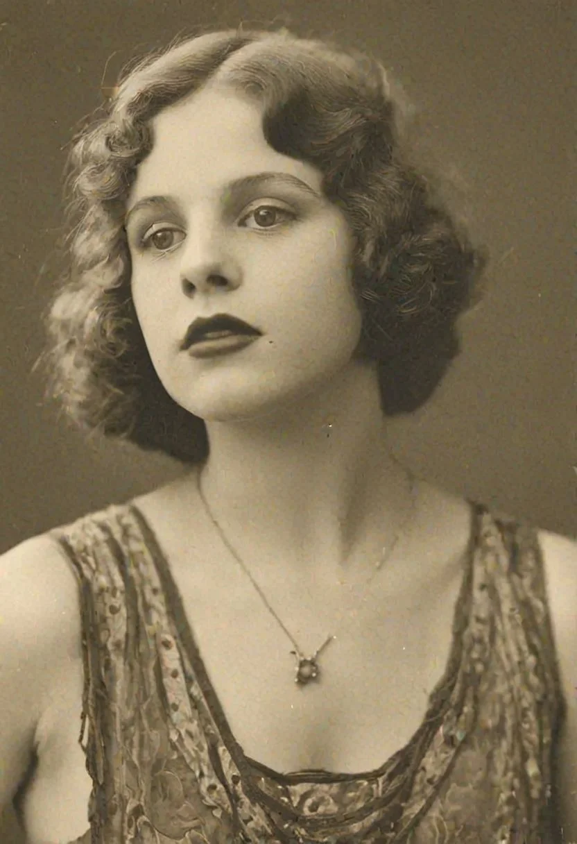 Vintage photo in 1920s of a young woman