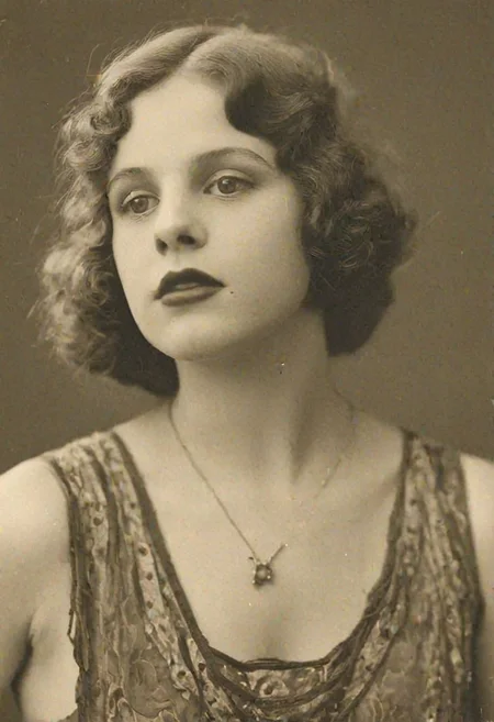 Vintage photo in 1920s of a young woman