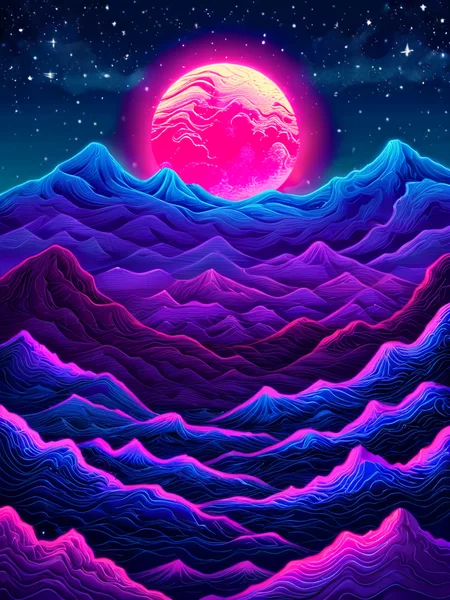 masterpiece,high resolution,<lora:retro-neon-xl-style:1>,
retro_neon, no humans, mountain, scenery, sky, star (sky), moon, starry sky, outdoors