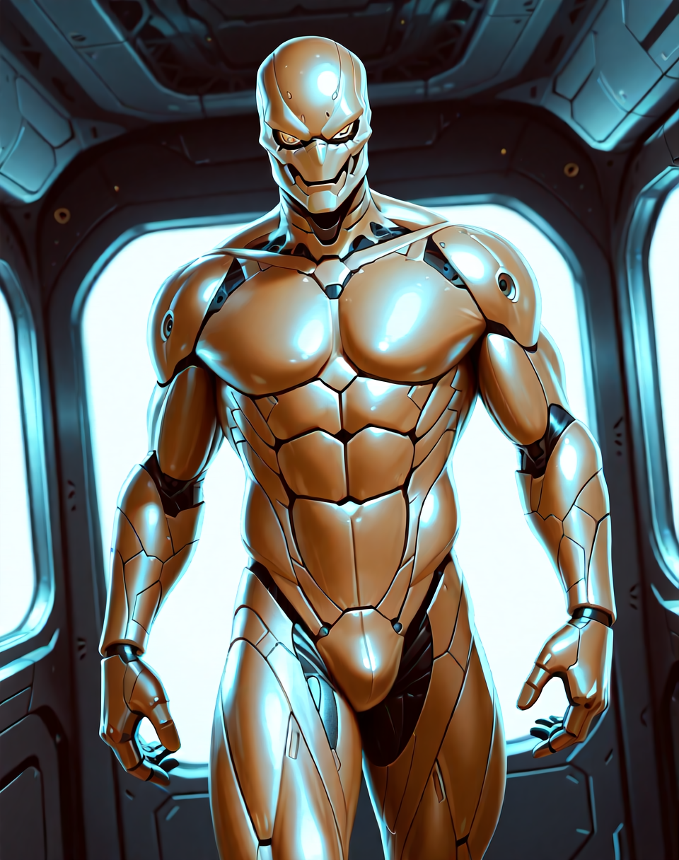 <lora:T_3000_(Terminator)_(Illustrious)_(AD):1> T 3000, muscular, robot, 
((
interior, science fiction, 
dutch angle, dynamic action, male focus, solo, fully armored, villain, sexy male physique, solo, powerful, superiority, hyper muscular, 
)),
BREAK: very awe, aesthetically pleasing, masterpiece, best quality, amazing quality, very aesthetic, depth of field, absurd details, depth of field, atmospheric rendering, natural shading, soft shading, 
BREAK: lazympos, lazypos (3),