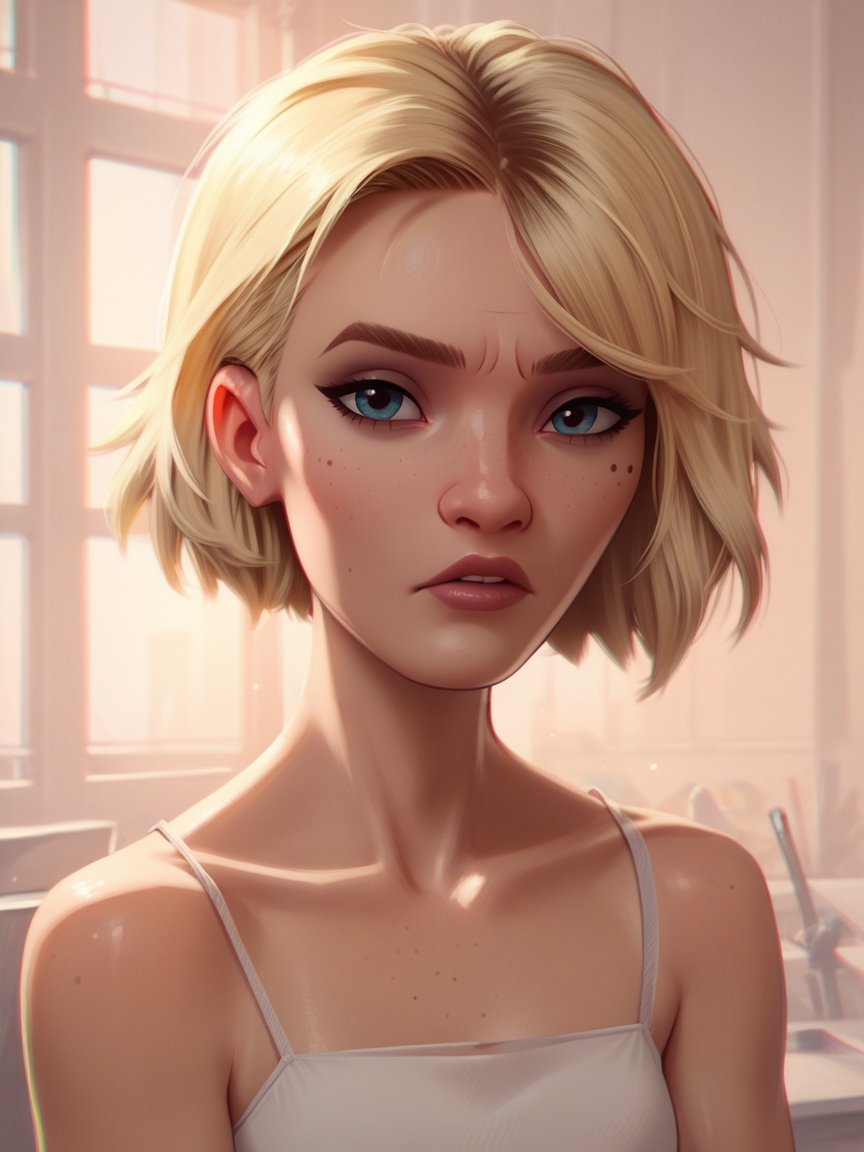 score_9, score_8_up, score_7_up, score_6_up, score_5_up,  <lora:sp1d3rVXLP:1> sp1d3rv, solo, 1girl, short hair, blonde