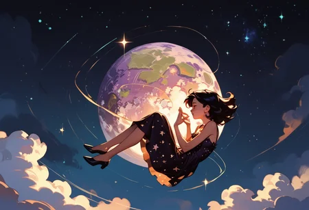 score_9, score_8_up, score_7_up, score_6_up, 1girl, ethereal, rated_safe, full body, floating, celestial beauty, fetal position, slinky night gown made of cosmic dust, swirling clouds of dark matter enfold her, cosmic background,trippy pink stars, shooting stars