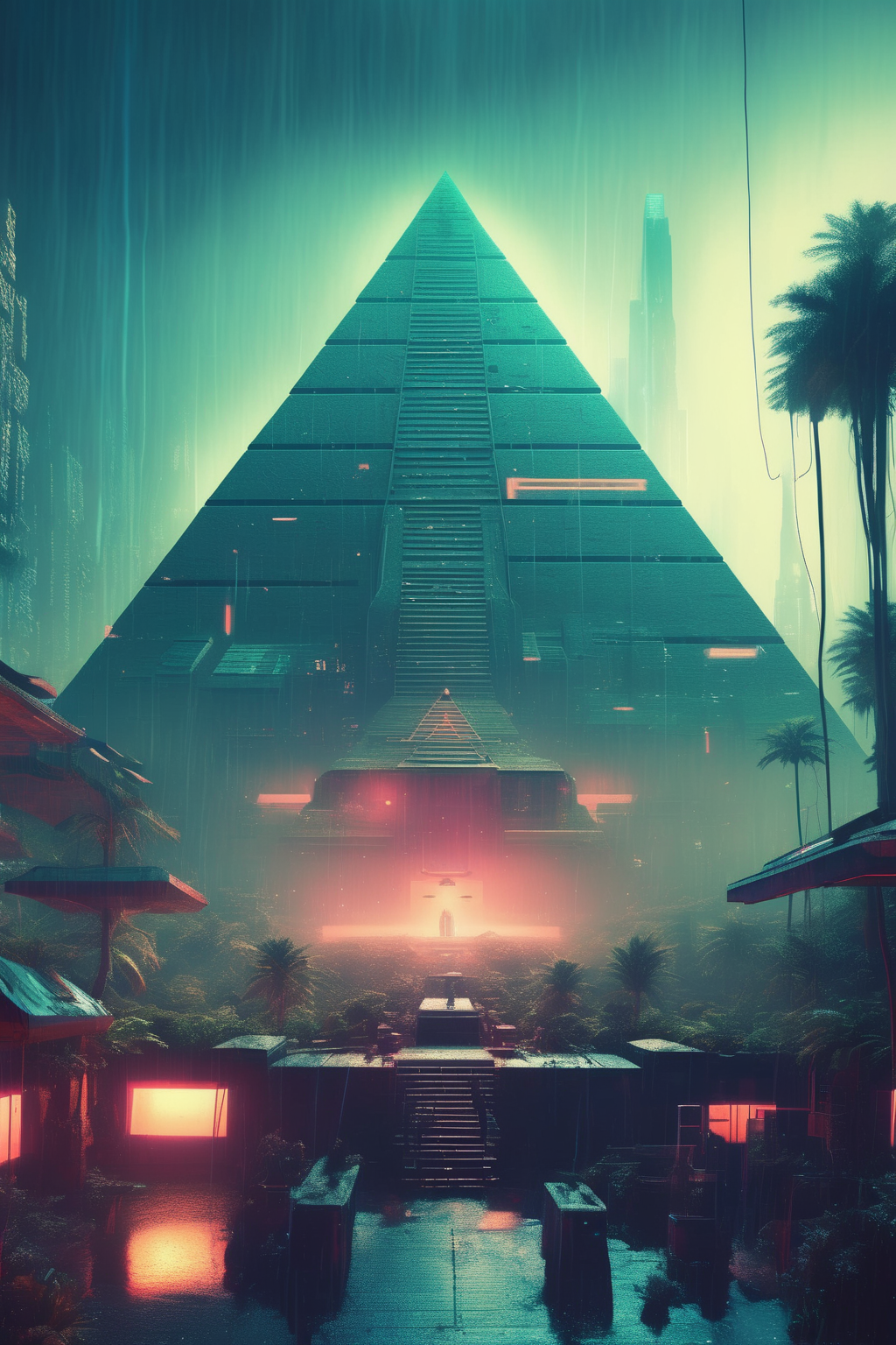 <lora:Beeple (Mike Winkelmann) Style:1>Beeple (Mike Winkelmann) Style - blade runner techno pyramid futuristic scifi oasis day and night