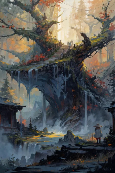 A blanket of mist descends upon the ancient forest,<lora:add_detail:0.7>, <lora:cartoonisationer-V4-8:1>, <lora:oil_painting:0.65>, oil_painting