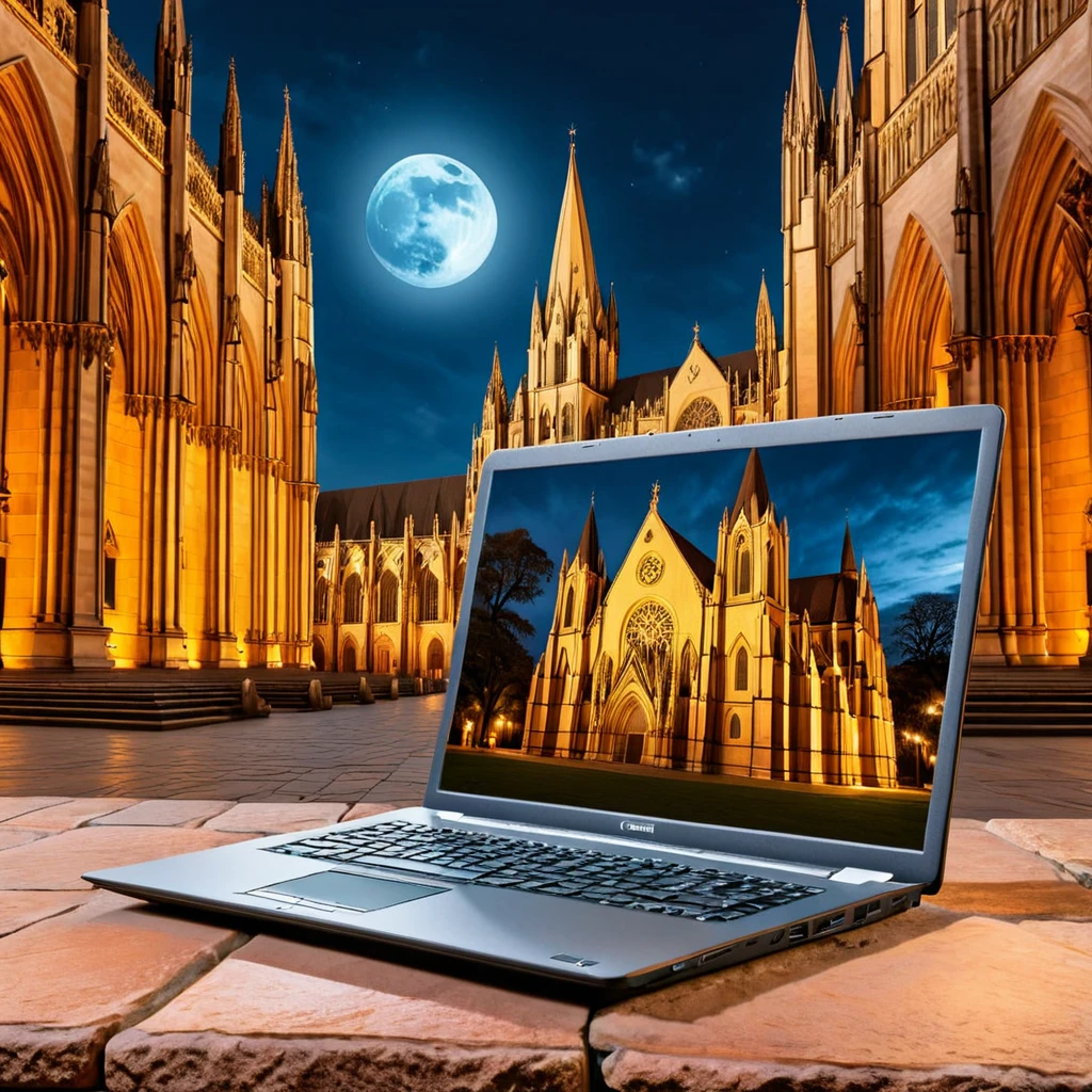(laptop showcase) <lora:02_laptop_showcase:1.1>
Tan background,
high quality, professional, highres, amazing, dramatic,
(Gothic cathedral and moonlit and eerie atmosphere:0.5),