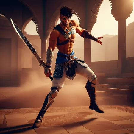 cinematic realistic photo a warrior, persian temple background, fog, dust <lora:Prince1024:0.8> . 35mm photograph, film, bokeh, professional, 4k, highly detailed