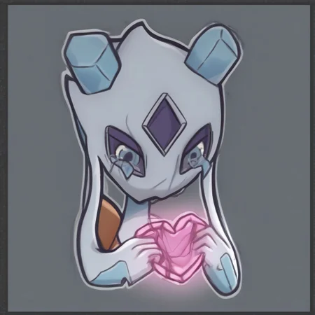 Dungeon Icy,holding a glowing red and black outline around the broken ice heart,Froslass,tears go down,sadness,