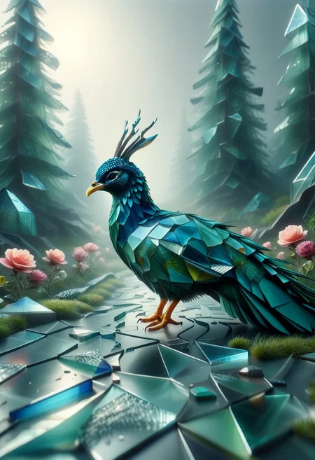 mesmerizing geometric patterns, geometric complexity, The wind , clouds high, tall trees, forest pathways, bloom of roses, bees, (peacock made of mesmerizing geometric patterns of Glass Shard:1.5), grass. honeycomb, curvilinear
, score_9, score_8_up, score_8_up, masterpiece,super detailed face, super high resolution, FaceDetail, masterpiece-level, highly detailed, intricate details, detailed background, complex background, cinematic, intricately detailed illustration, depth of field, masterpiece, best quality, amazing quality, very aesthetic, absurdres, newest, very awa, shadow, lazympos, lazypos