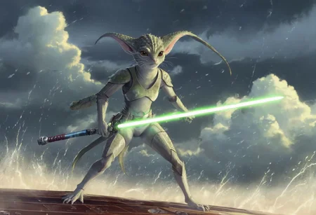 a (solo:1.5) black white lizard with (star wars armor:1.5) sword on belt (cockpit instruments view:1.5) inside star-wars style spaceship over (ocean:0.5) (waves:0.5), in the middle of sea, many meteors,
dawn, heavy rain, wind, windy, typhoon, hurricane, tropical storm, fog, mountain, sky, cloud, deluge, rainforest,
(anime:1.5) , anime screencap in mnst artstyle, full body character portrait landscape