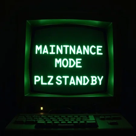 mntnnc_md_plz_stand_by, text on monitor: "maintenance mode: plz stand by"