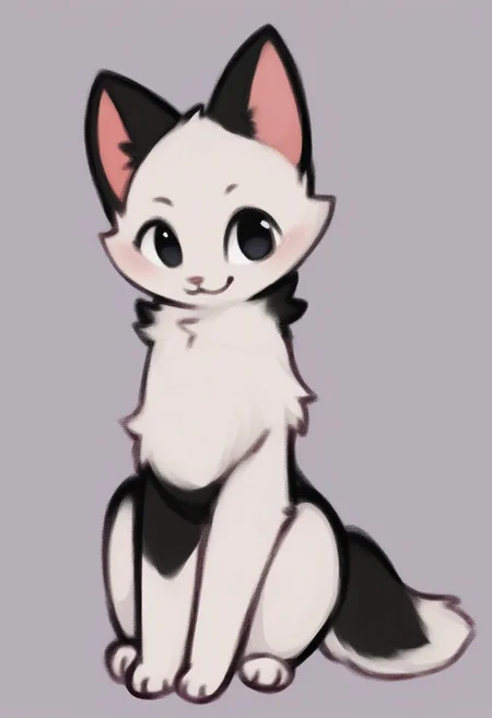 a small dottet sweet cute cat sitting, white furr, black furr
