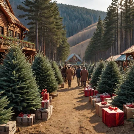 (((4k uhd))), (((high dynamic range:1.8))), ultra detailed, real photographic nikon z7, rich color, christmas tree farm 1920's, rockwell masterpiece, highly detailed environment, (((highly detailed objects:1.4))), disco elysium OverallDetail