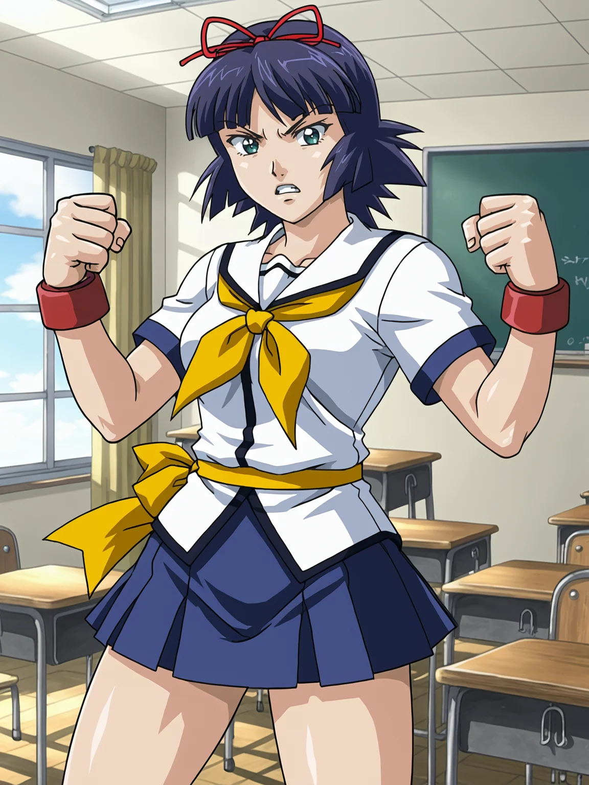 source_anime,  score_9, hskitami, classroom <lora:Kitami Genbu:0.75>, fighting, hand to hand combat
