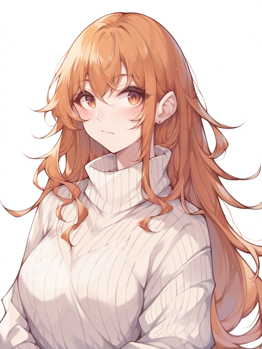 score_9, score_8_up, score_7_up, score_6_up, score_5_up,  <lora:yukinXLP:1> yukin, 1girl, orange hair, long hair, sweater,