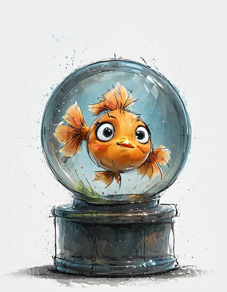 impactful color paint of cute drawing of a goldfish in a round aquarium,
highly detailed, sharp, professional, clear, high contrast, crystal clear, 4k, uhd, masterpiece